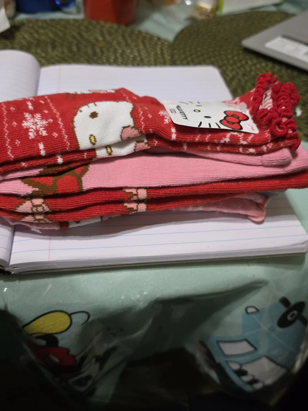 Hello Kitty Red and Pink Kids Ankle Socks with Ruffle Cuff